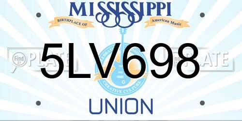 5LV698 Mississippi License Plate