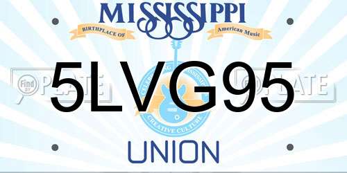 5LVG95 Mississippi License Plate