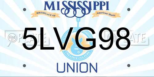 5LVG98 Mississippi License Plate