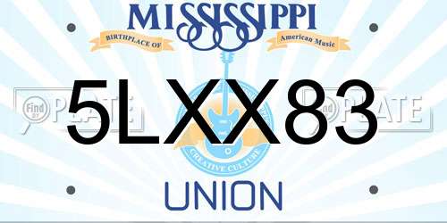 5LXX83 Mississippi License Plate