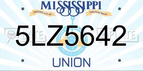 5LZ5642 Mississippi License Plate
