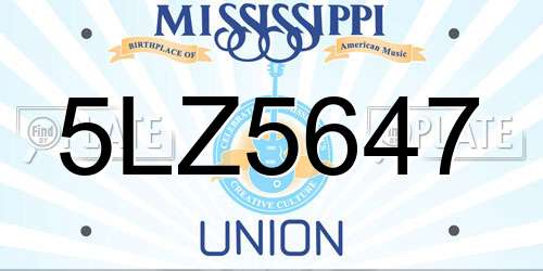 5LZ5647 Mississippi License Plate