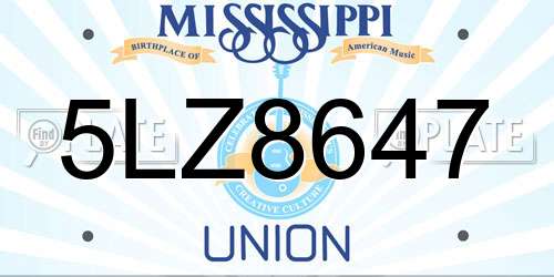 5LZ8647 Mississippi License Plate