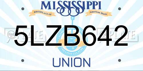 5LZB642 Mississippi License Plate