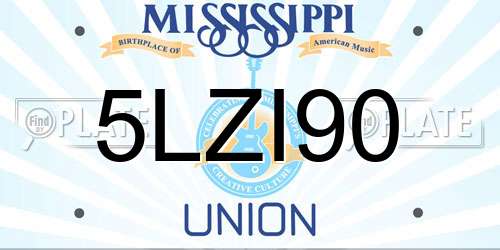 5LZI90 Mississippi License Plate