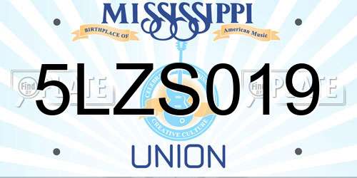 5LZS019 Mississippi License Plate
