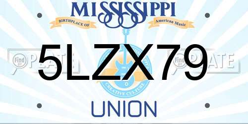 5LZX79 Mississippi License Plate