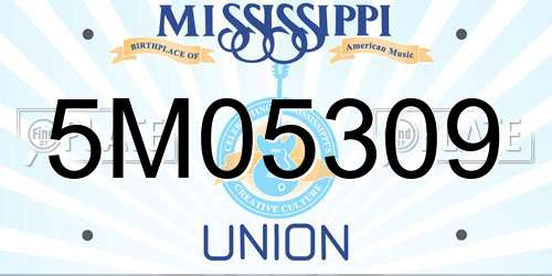 5M05309 Mississippi License Plate
