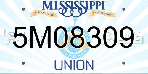 5M08309 Mississippi License Plate