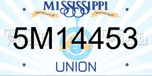 5M14453 Mississippi License Plate
