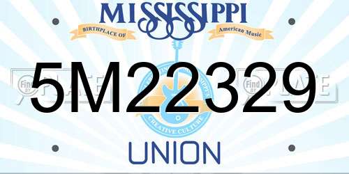 5M22329 Mississippi License Plate