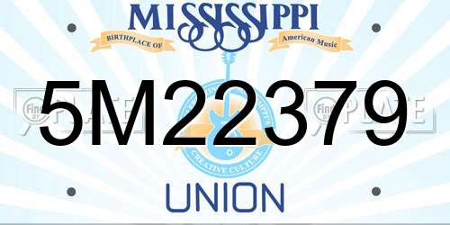 5M22379 Mississippi License Plate