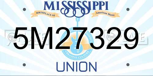 5M27329 Mississippi License Plate
