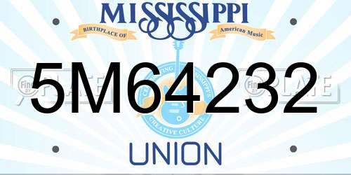 5M64232 Mississippi License Plate