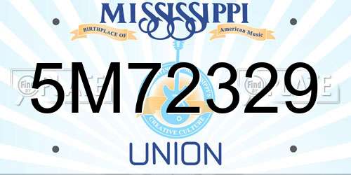 5M72329 Mississippi License Plate