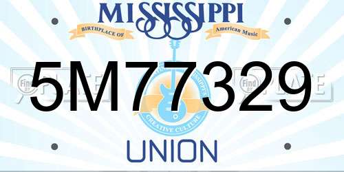 5M77329 Mississippi License Plate