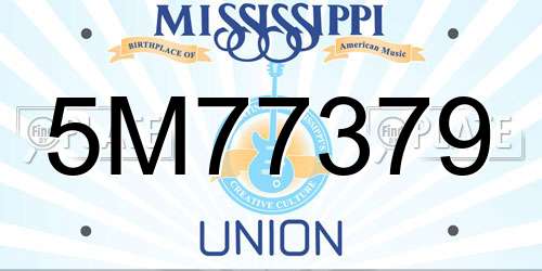 5M77379 Mississippi License Plate