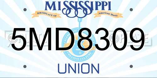 5MD8309 Mississippi License Plate