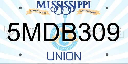 5MDB309 Mississippi License Plate