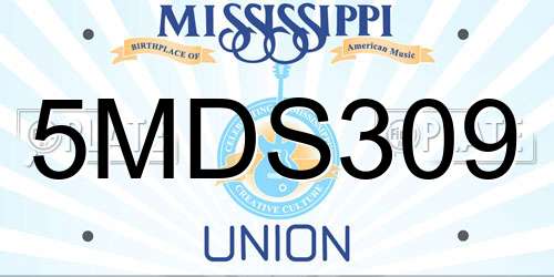 5MDS309 Mississippi License Plate