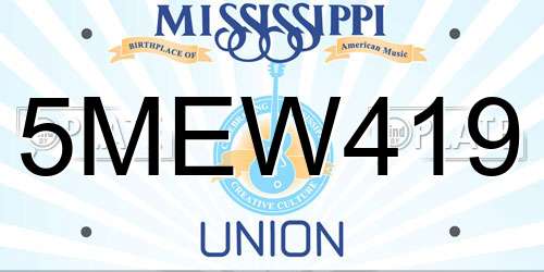 5MEW419 Mississippi License Plate