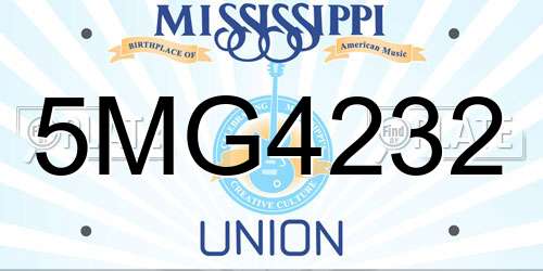 5MG4232 Mississippi License Plate