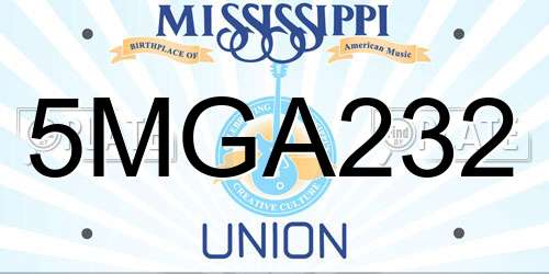 5MGA232 Mississippi License Plate