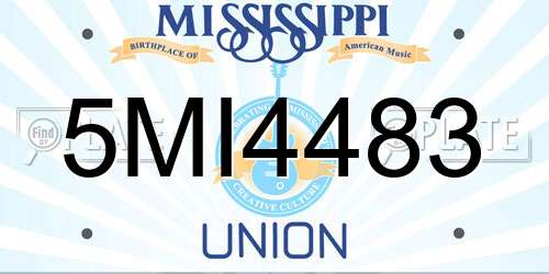 5MI4483 Mississippi License Plate