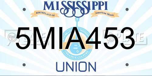 5MIA453 Mississippi License Plate