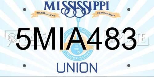 5MIA483 Mississippi License Plate