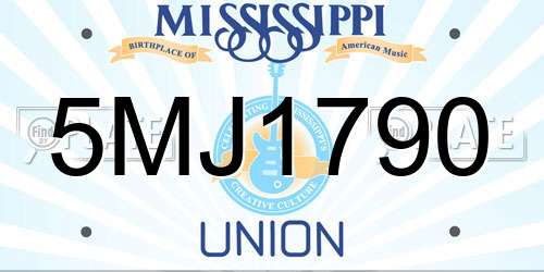 5MJ1790 Mississippi License Plate