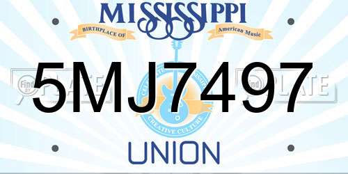 5MJ7497 Mississippi License Plate