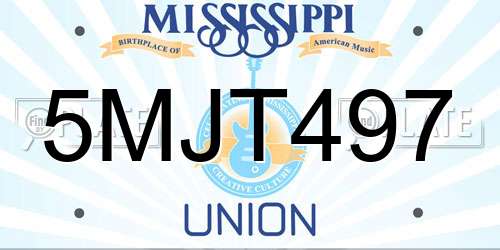 5MJT497 Mississippi License Plate