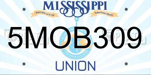 5MOB309 Mississippi License Plate