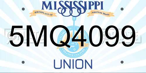 5MQ4099 Mississippi License Plate