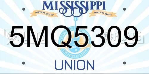 5MQ5309 Mississippi License Plate