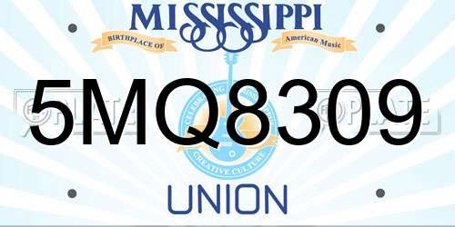 5MQ8309 Mississippi License Plate