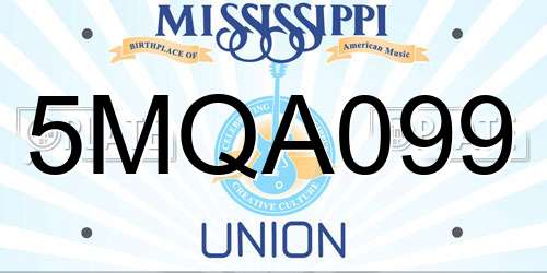5MQA099 Mississippi License Plate