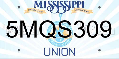 5MQS309 Mississippi License Plate