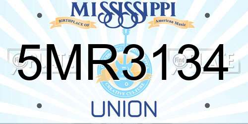 5MR3134 Mississippi License Plate