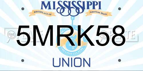 5MRK58 Mississippi License Plate