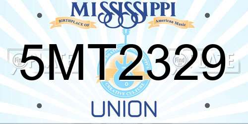 5MT2329 Mississippi License Plate
