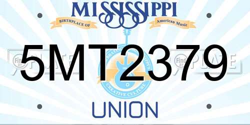 5MT2379 Mississippi License Plate