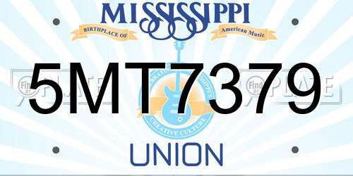 5MT7379 Mississippi License Plate