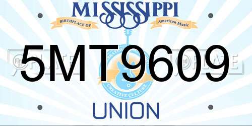 5MT9609 Mississippi License Plate