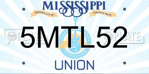 5MTL52 Mississippi License Plate