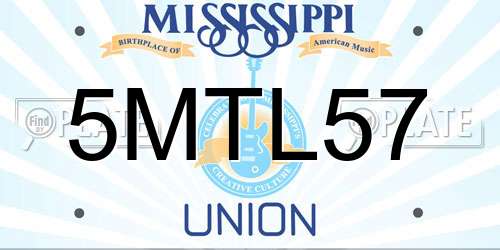 5MTL57 Mississippi License Plate
