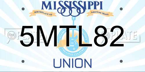 5MTL82 Mississippi License Plate