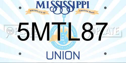 5MTL87 Mississippi License Plate