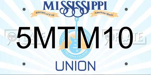 5MTM10 Mississippi License Plate